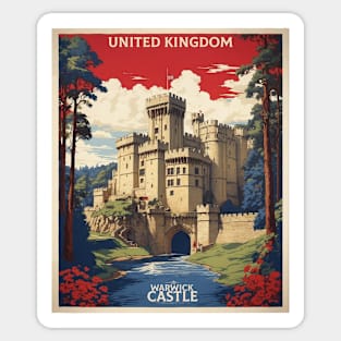 Warwick Castle United Kingdom Vintage Travel Tourism Poster Sticker